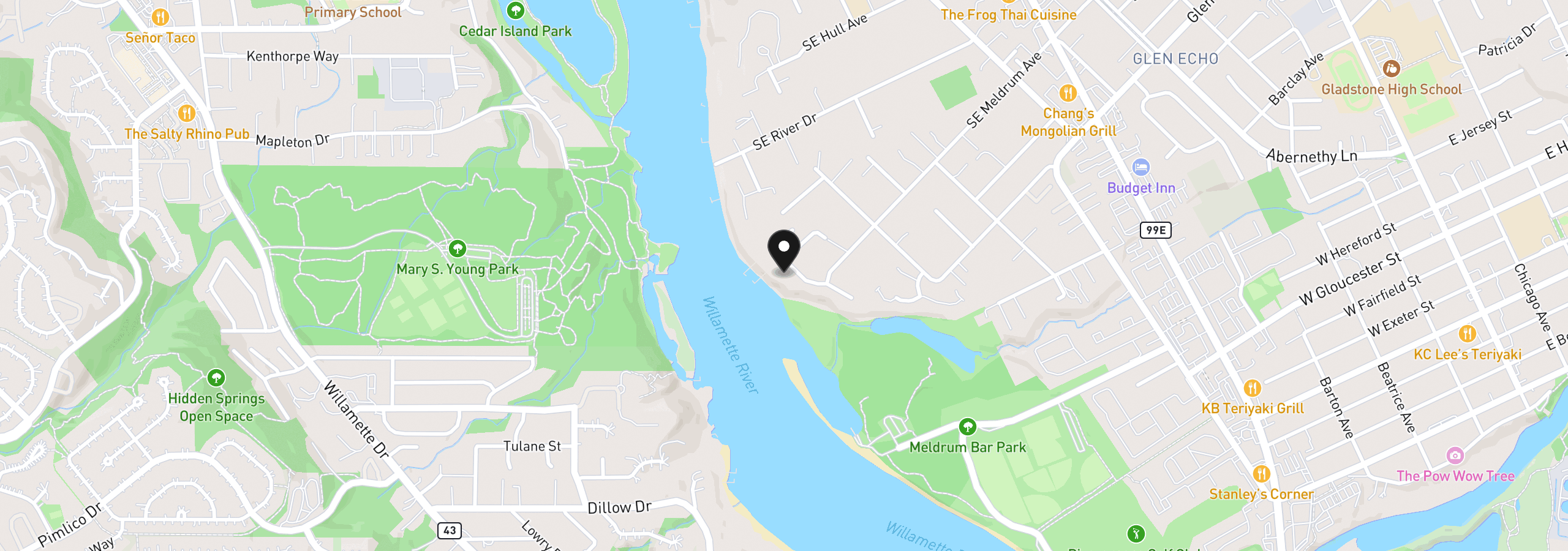Map showing the location of 19583 SE Cottonwood St, Milwaukie, OR 97267