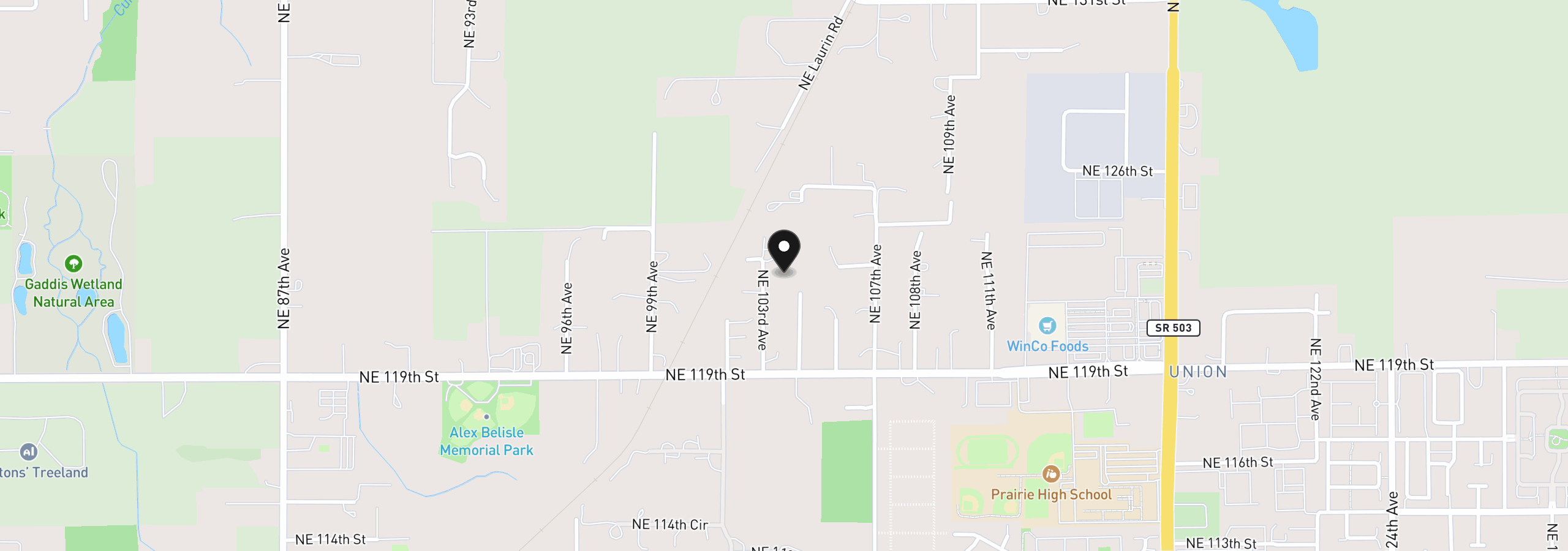 Map showing the location of 12207 NE 103rd Ave, Vancouver, Wa 98662