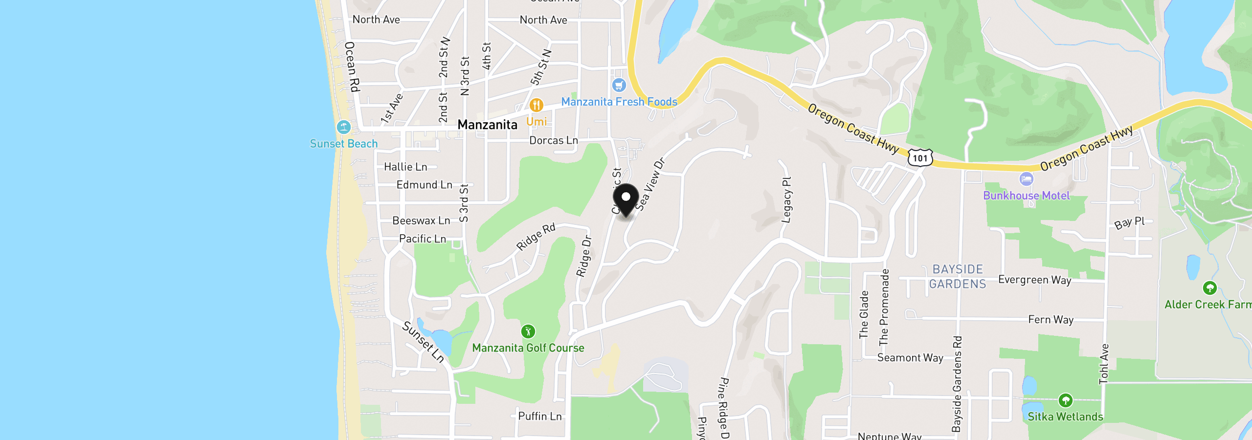 Map showing the location of 557 Sea View Dr, Manzanita, OR 97130