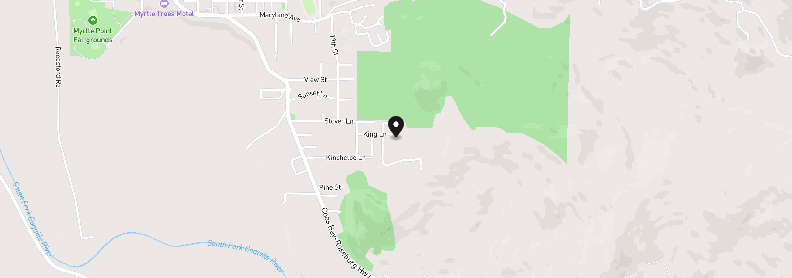 Map showing the location of 2217 King Ln, Myrtle Point, OR 97458