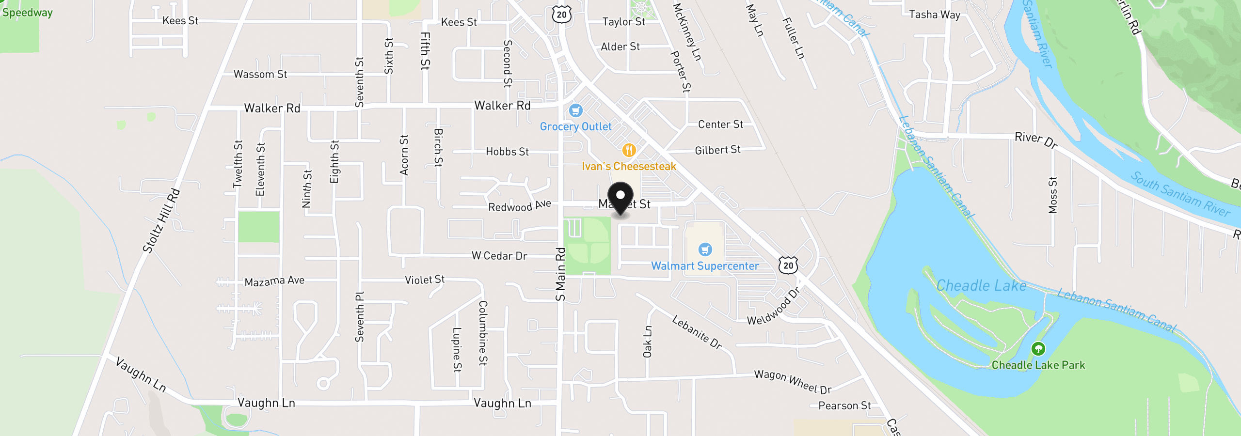 Map showing the location of 200 Market St 247, Lebanon, OR 97355