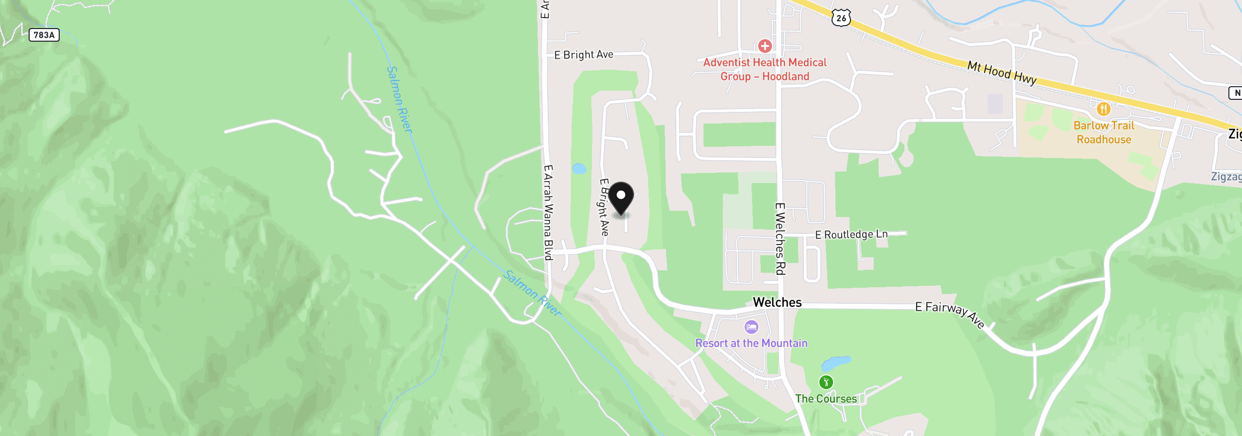 Map showing the location of 25159 E Bright Ave, Welches, OR 97067