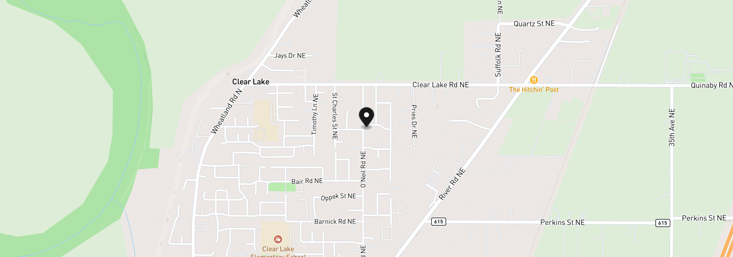 Map showing the location of 1526 El Segundo Ave NE, Keizer, OR 97303