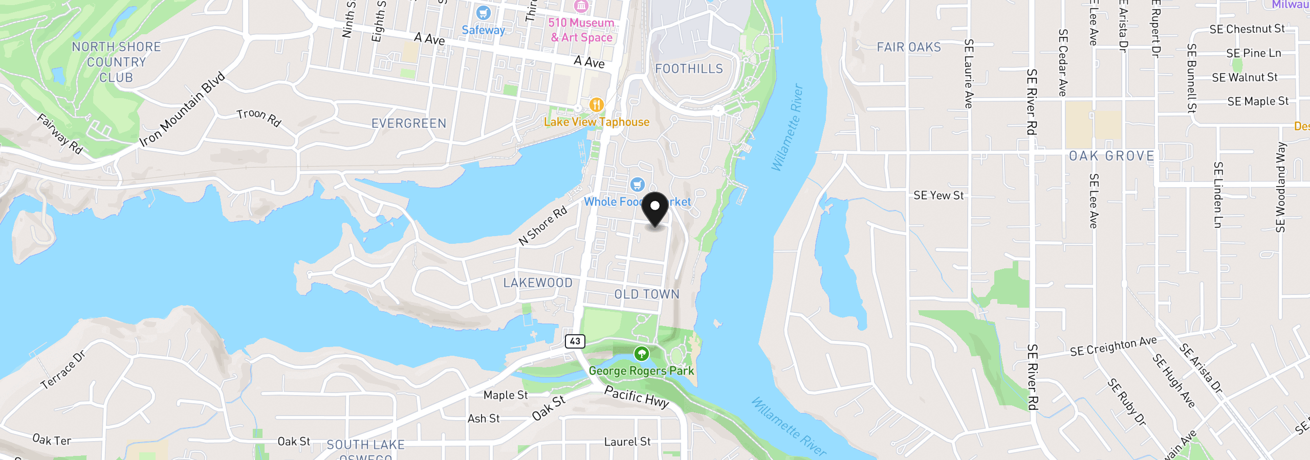 Map showing the location of 144 Leonard St, Lake Oswego, OR 97034