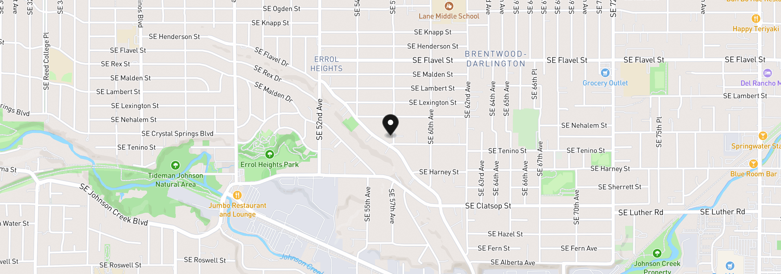 Map showing the location of 8101 SE 57th Ave, Portland, OR 97206