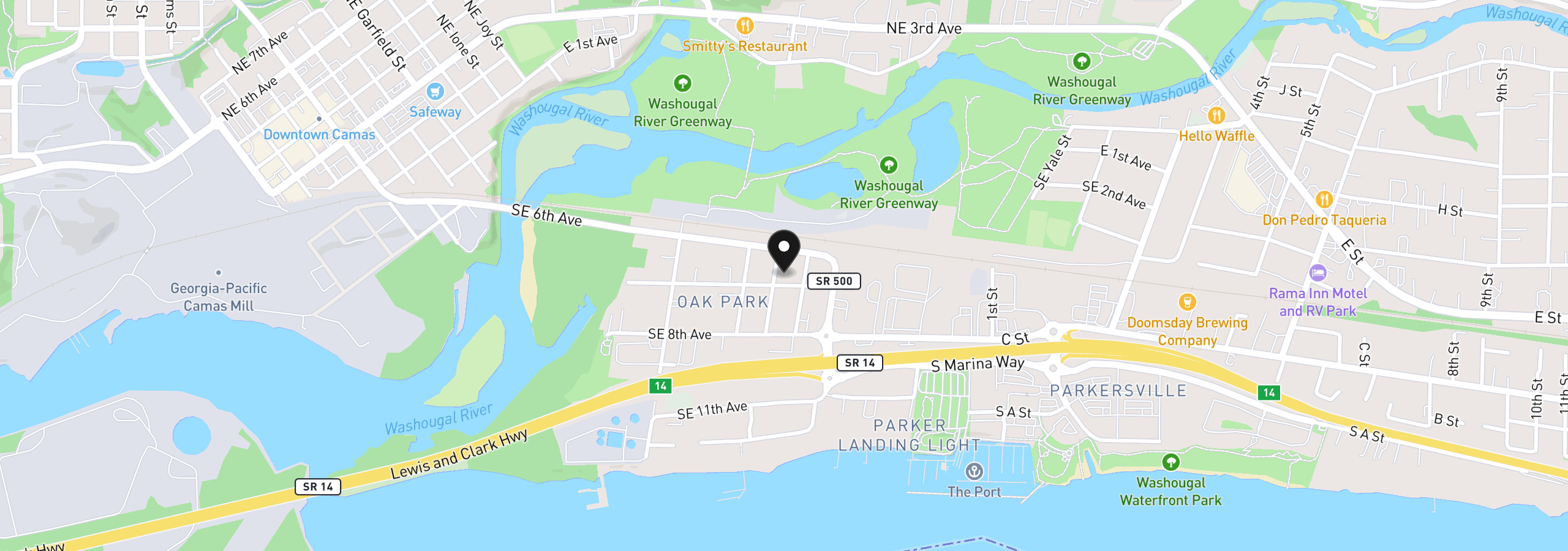 Map showing the location of 640 SE Sumner St, Camas, Wa 98607