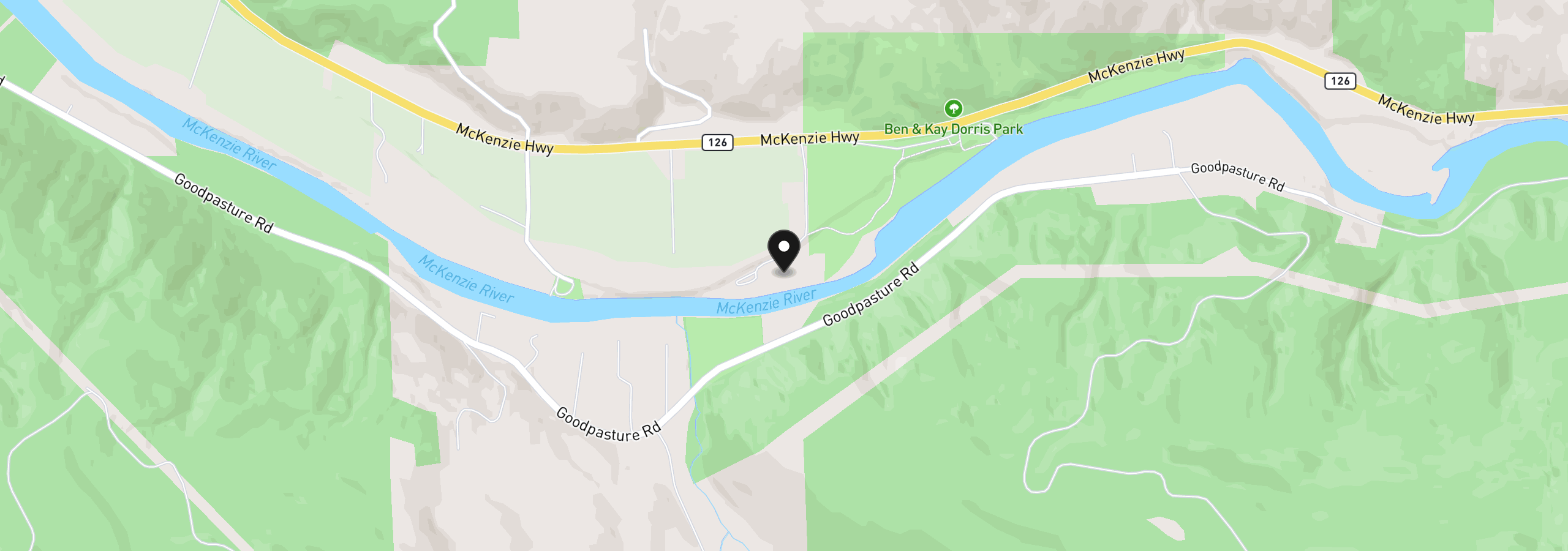 Map showing the location of 46838 McKenzie Hwy, Vida, OR 97488