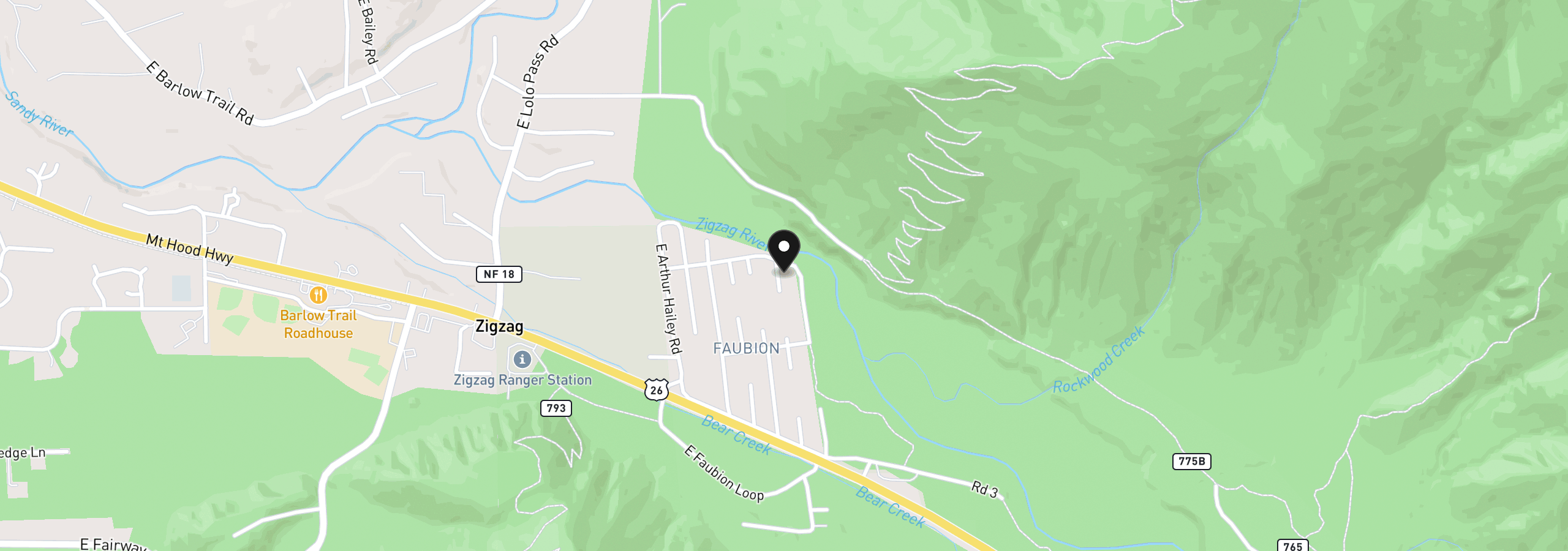 Map showing the location of 71046 E Salmonberry Rd, Rhododendron, OR 97049