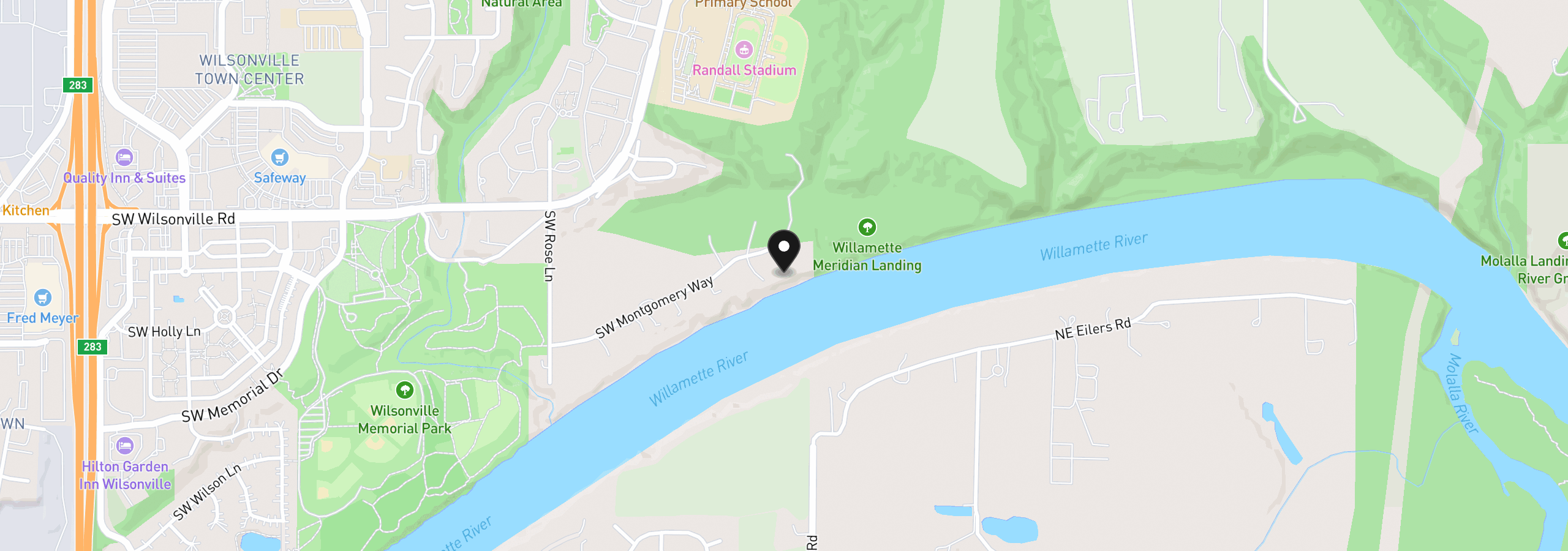 Map showing the location of 6600 SW Montgomery Way, Wilsonville, OR 97070