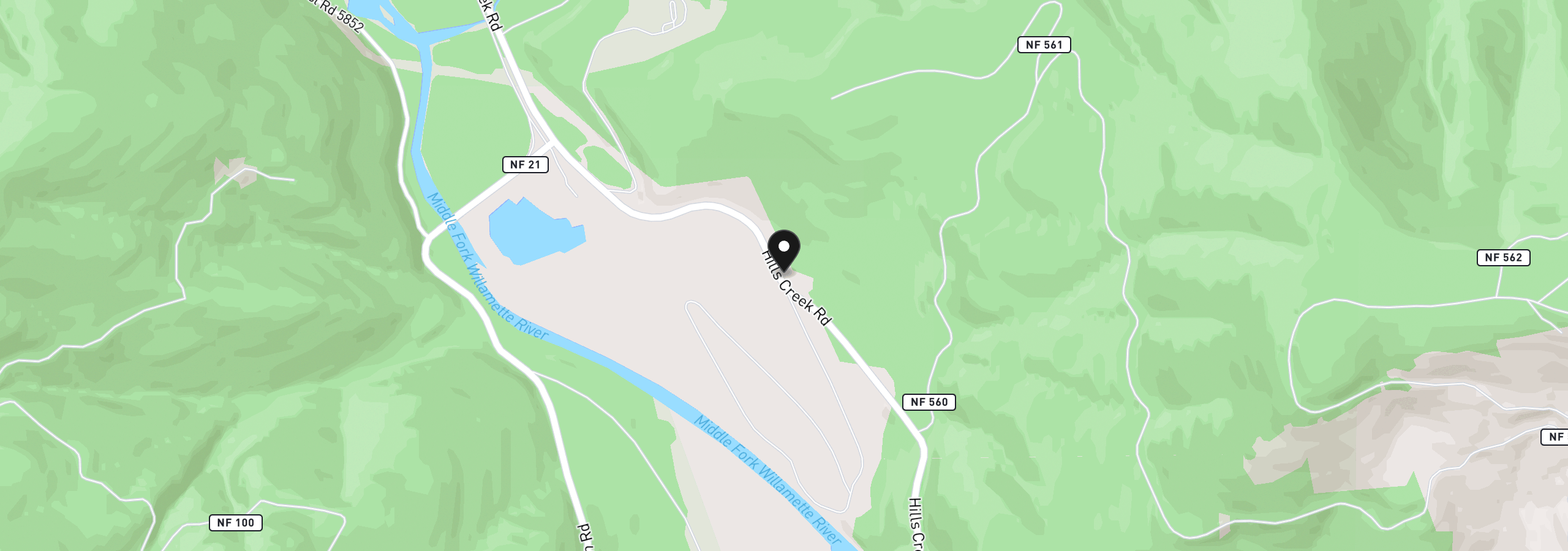 Map showing the location of 49064 Hills Creek Rd, Oakridge, OR 97463