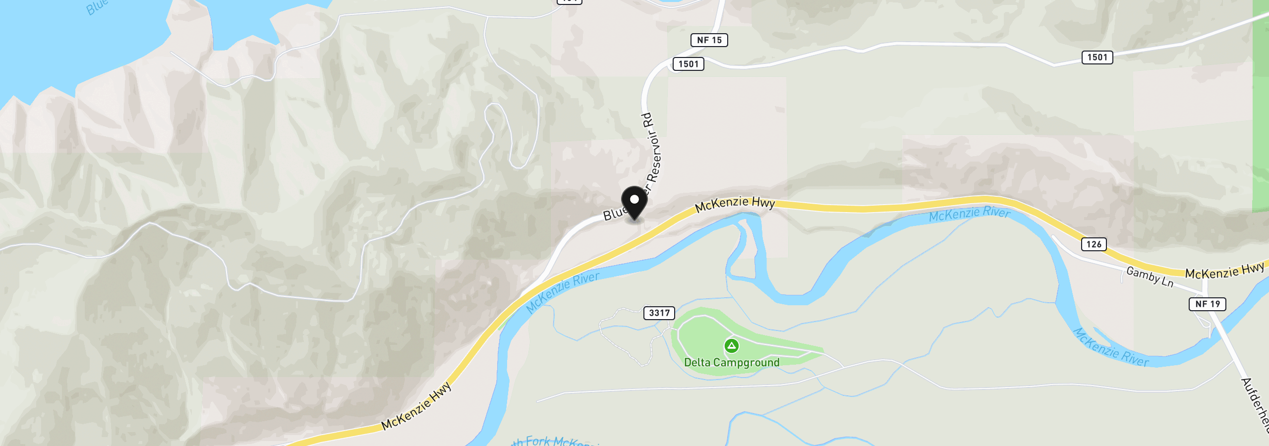 Map showing the location of 53189 McKenzie Hwy, Blue River, OR 97413