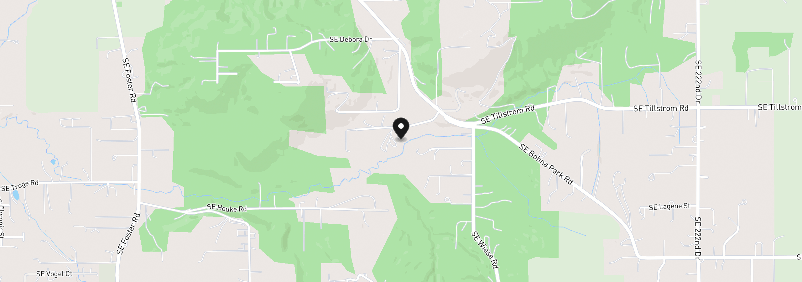 Map showing the location of 20220 SE Delia St, Damascus, OR 97089