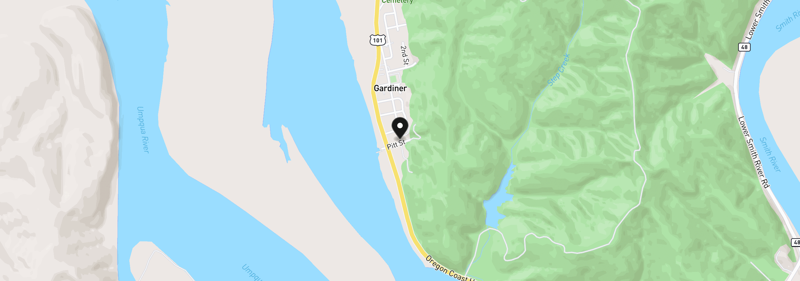 Map showing the location of 217 Pitt St, Gardiner, OR 97441