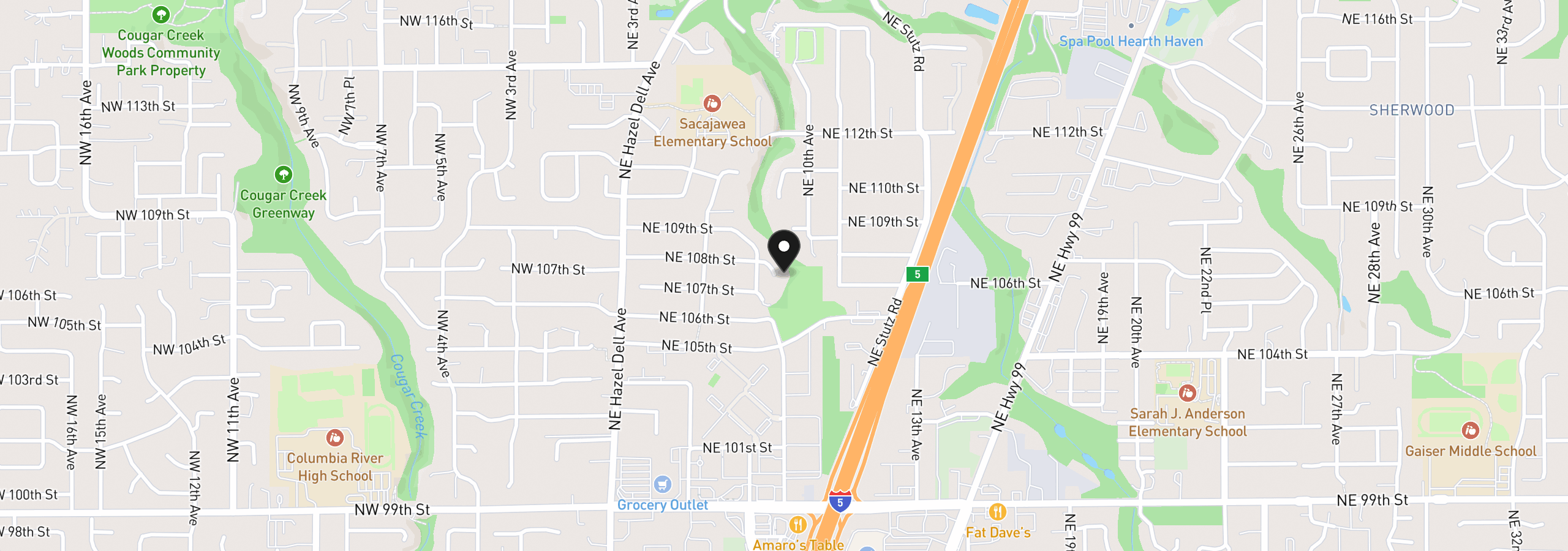 Map showing the location of 808 NE 108th St, Vancouver, Wa 98685