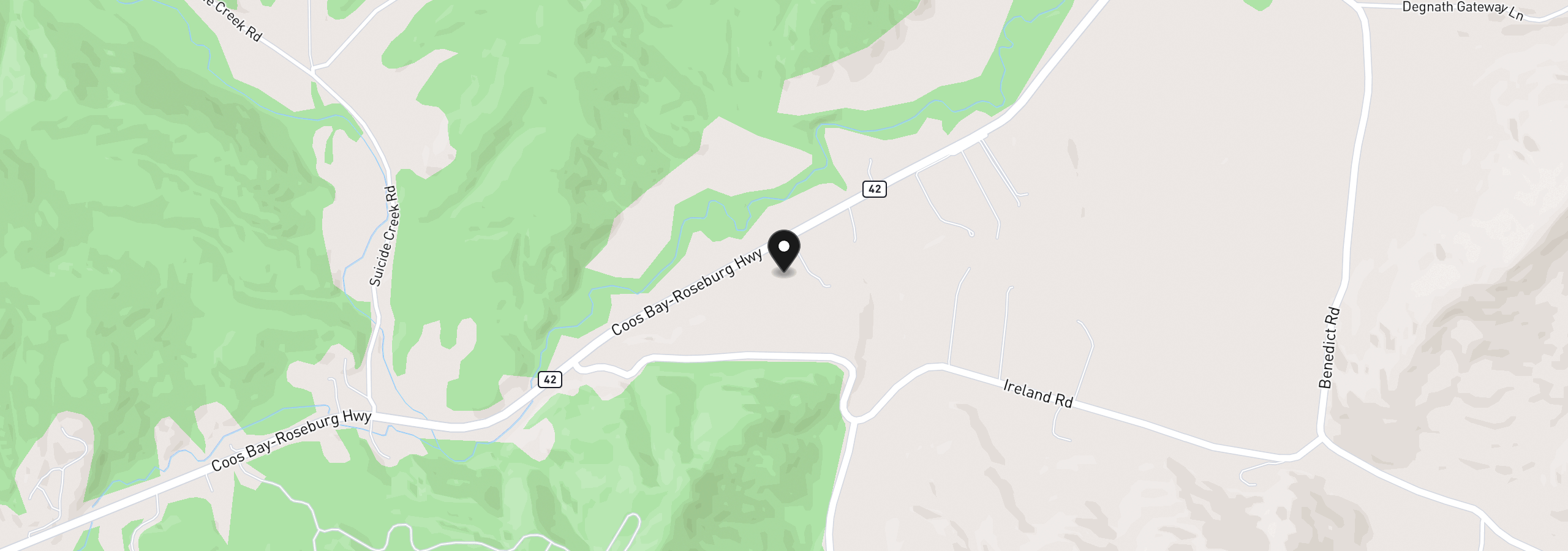 Map showing the location of 562 Crater Rd, Camas Valley, OR 97416