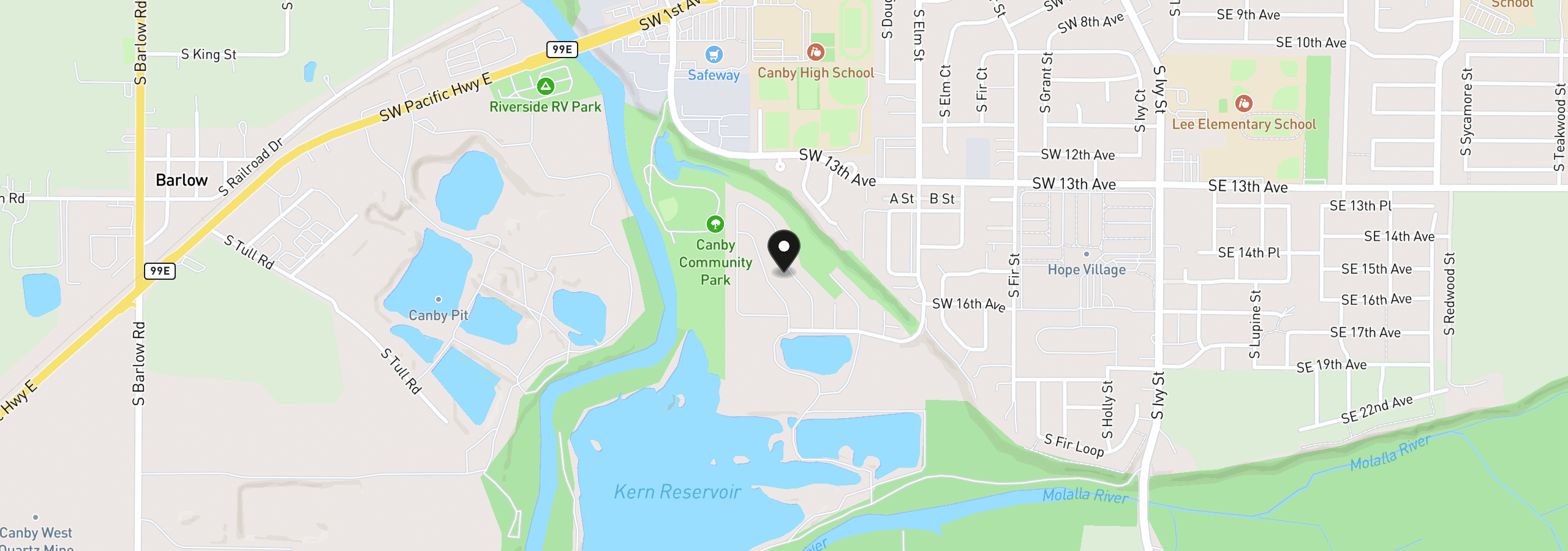 Map showing the location of 1655 S Elm St 522, Canby, OR 97013
