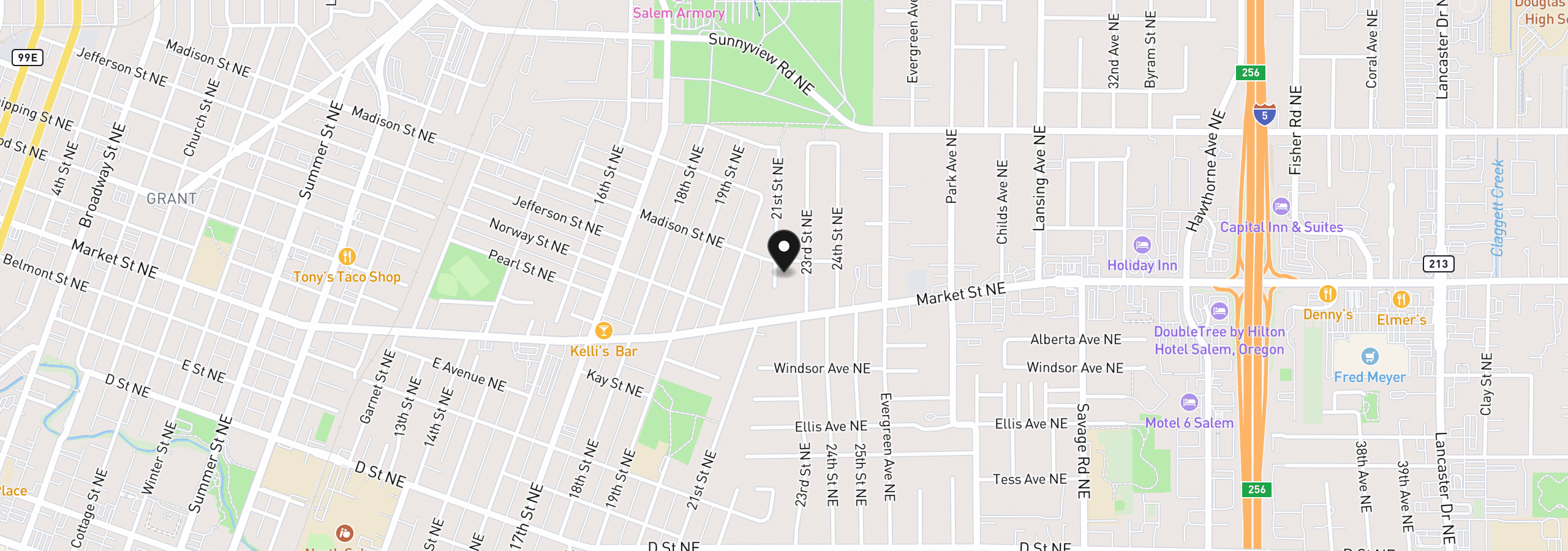 Map showing the location of 1742 NE Raywanda Ct, Salem, OR 97301