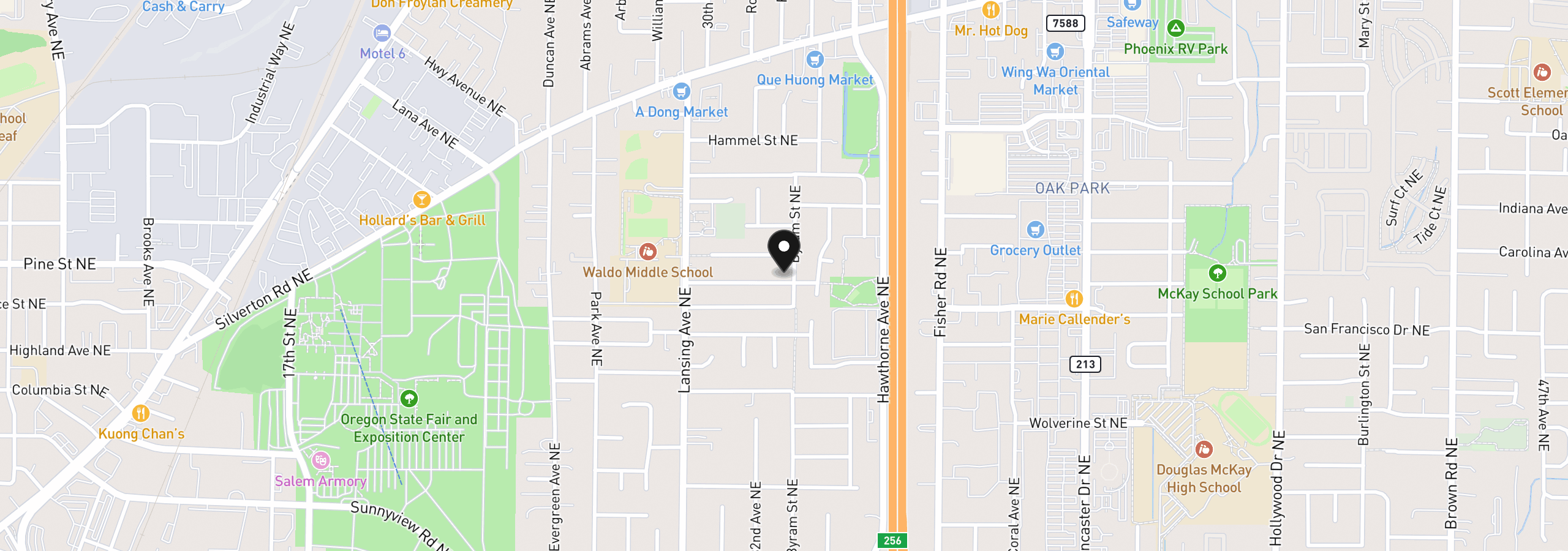 Map showing the location of 3289 Keen Ave NE, Salem, OR 97301