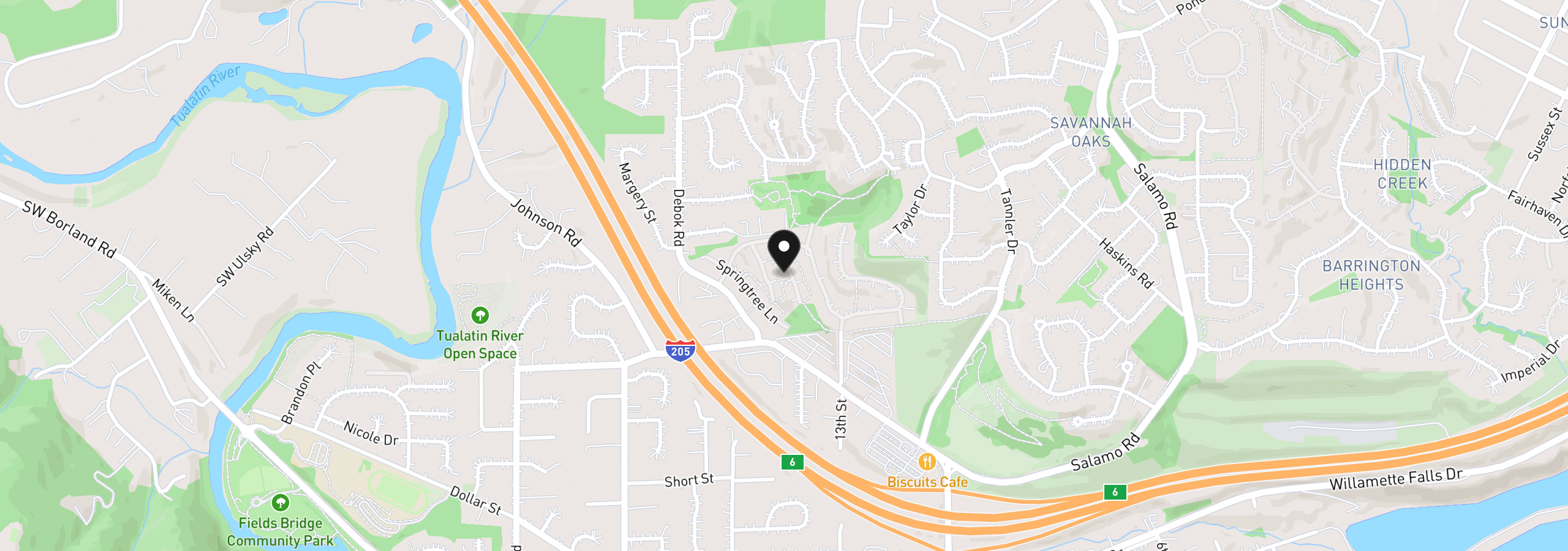 Map showing the location of 2365 Snowberry Ridge Ct, West Linn, OR 97068