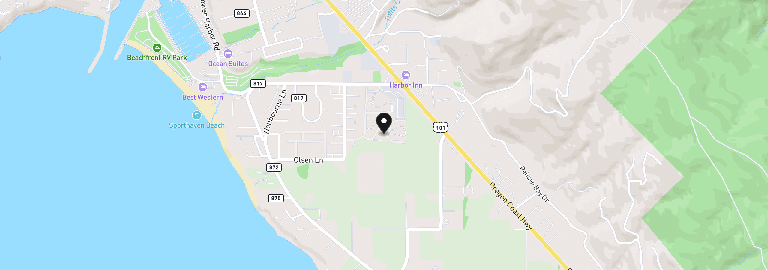 Map showing the location of 98126 W Benham Ln 79, Brookings, OR 97415