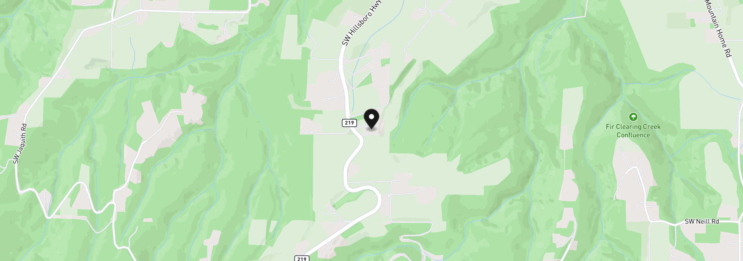 Map showing the location of 21360 SW Hillsboro Hwy, Newberg, OR 97132