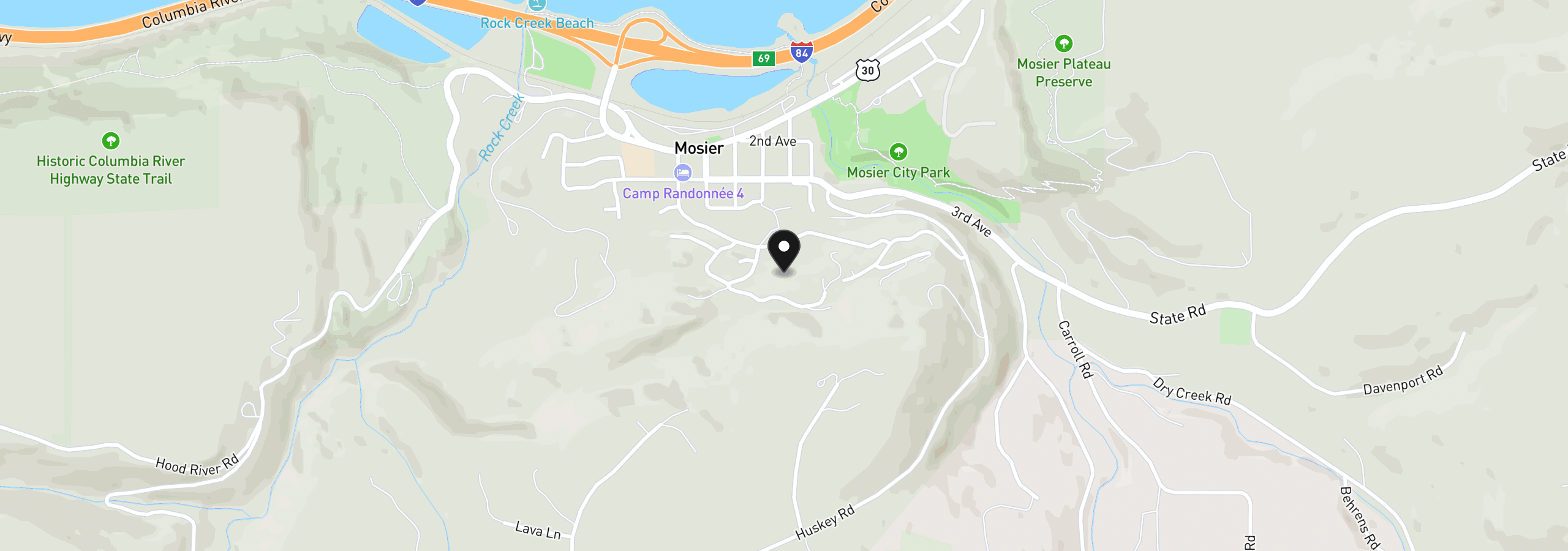 Map showing the location of Coyote Ct Lot #44, Mosier, OR 97040