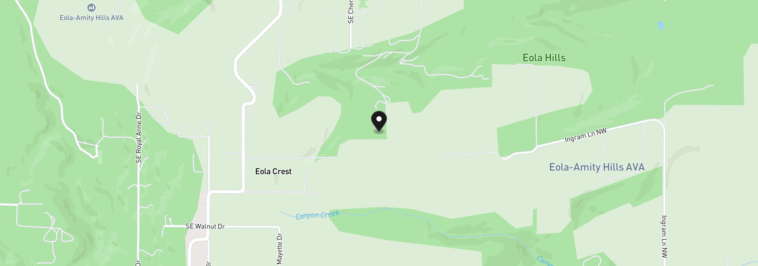 Map showing the location of 22000 SE Upper Matthews Creek Ln, Amity, OR 97101