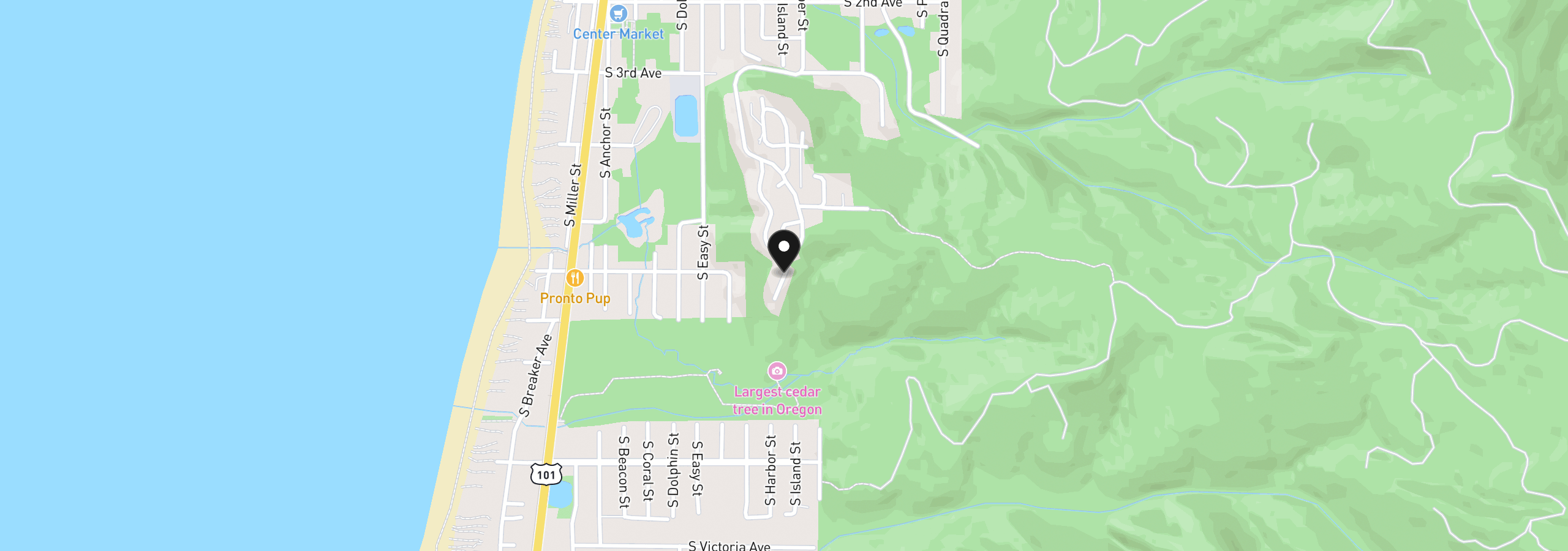 Map showing the location of N Slope Way, Rockaway Beach, OR 97136