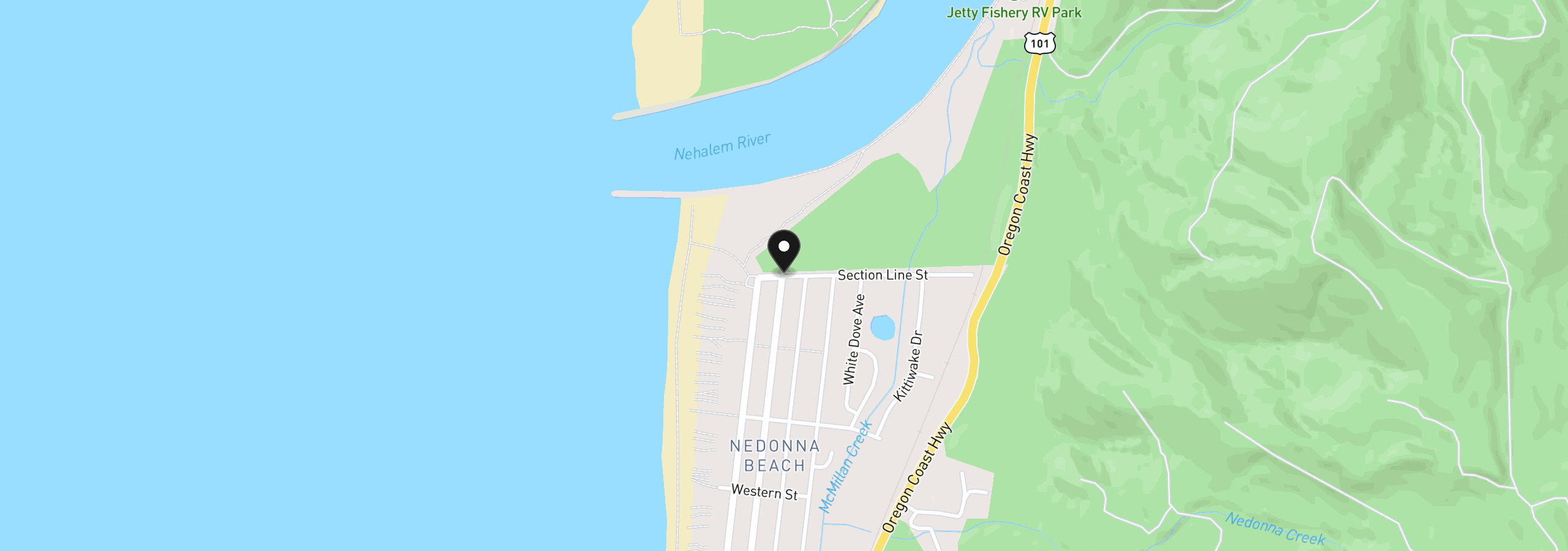 Map showing the location of Section Line Rd, Rockaway Beach, OR 97136
