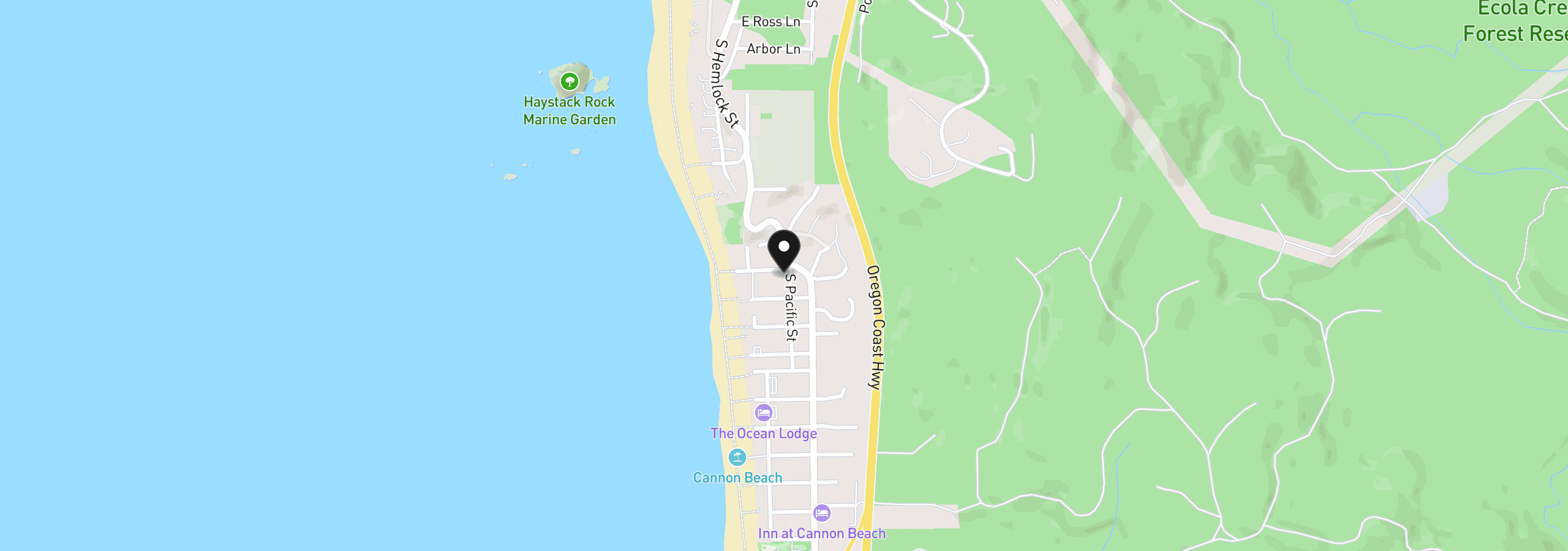 Map showing the location of Gogona, Tolovana Park, OR 97145