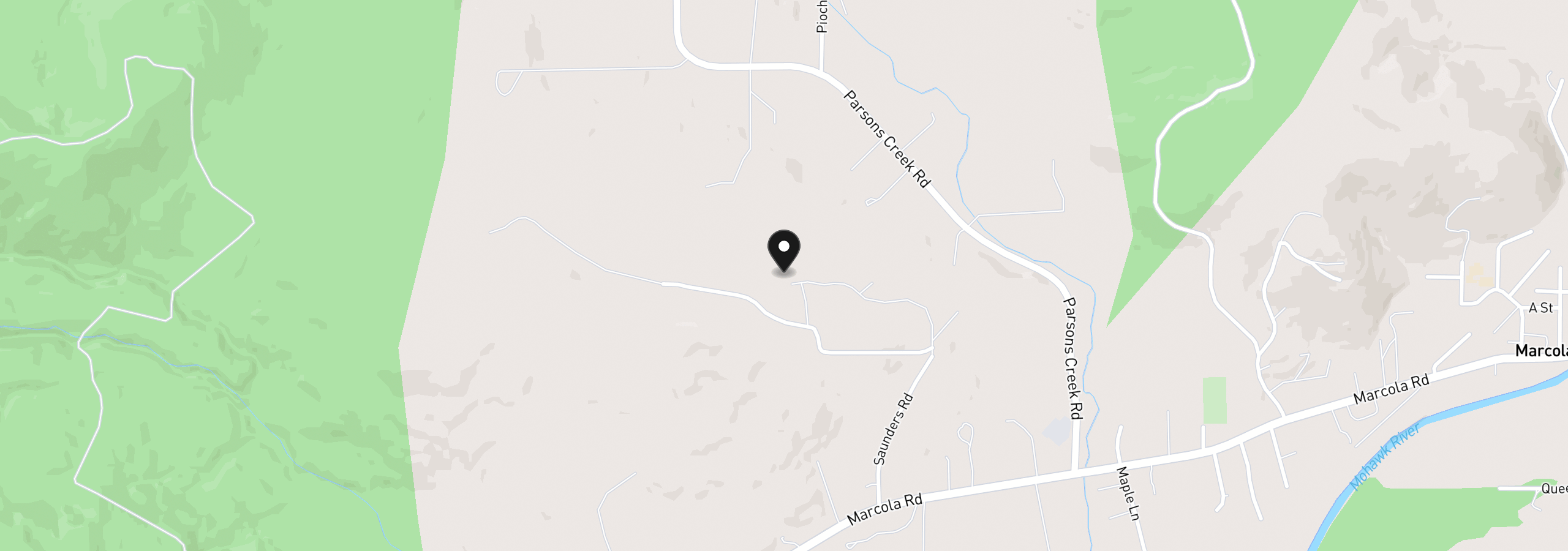 Map showing the location of 92296 Cascade Woods Dr, Springfield, OR 97478