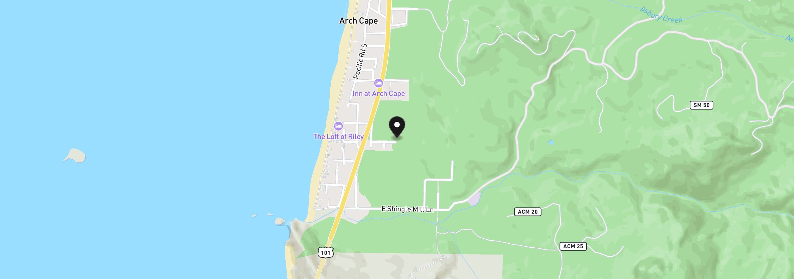Map showing the location of Oceanview Ln 7 & 8, Arch Cape, OR 97102