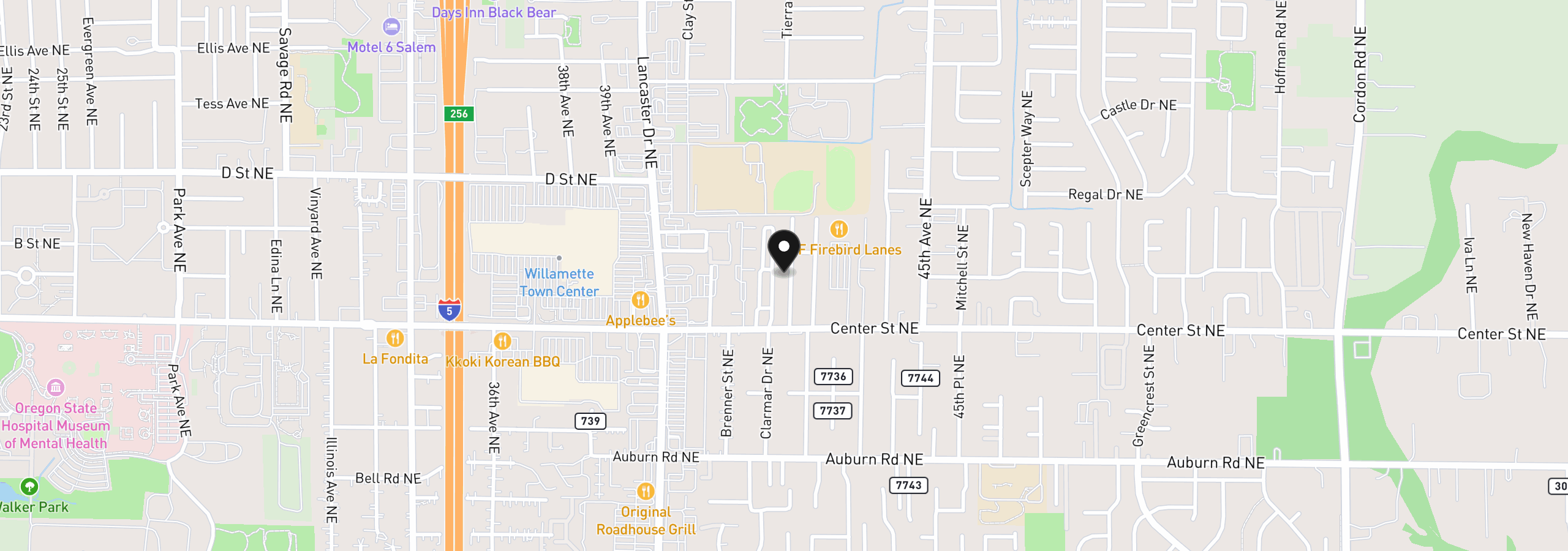 Map showing the location of 805 Tierra Dr NE, Salem, OR 97301