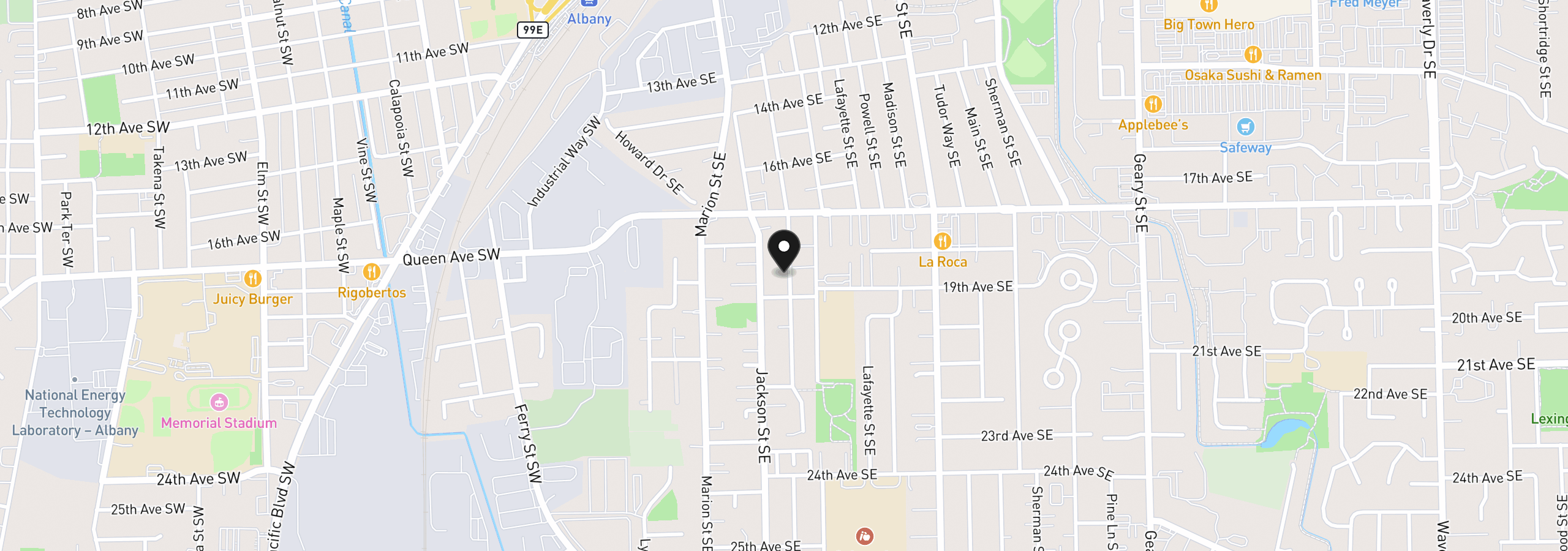 Map showing the location of 1920 SE Jefferson St SE, Albany, OR 97322