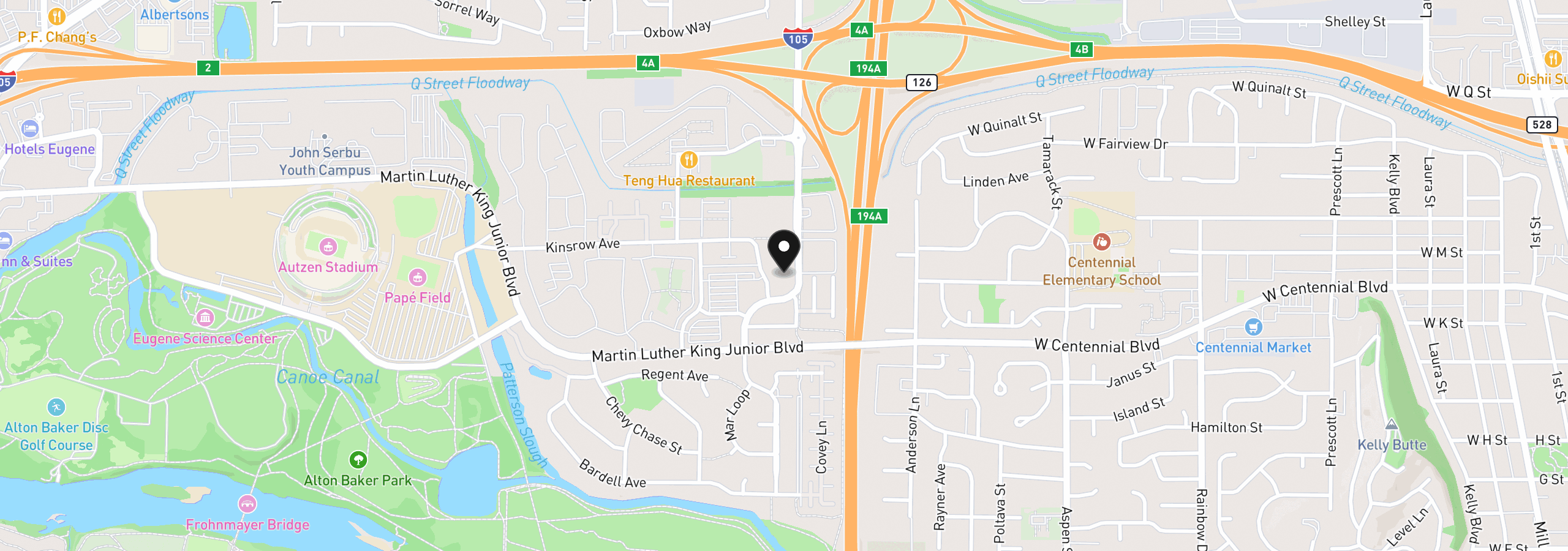 Map showing the location of 292 S Garden Way, Eugene, OR 97401