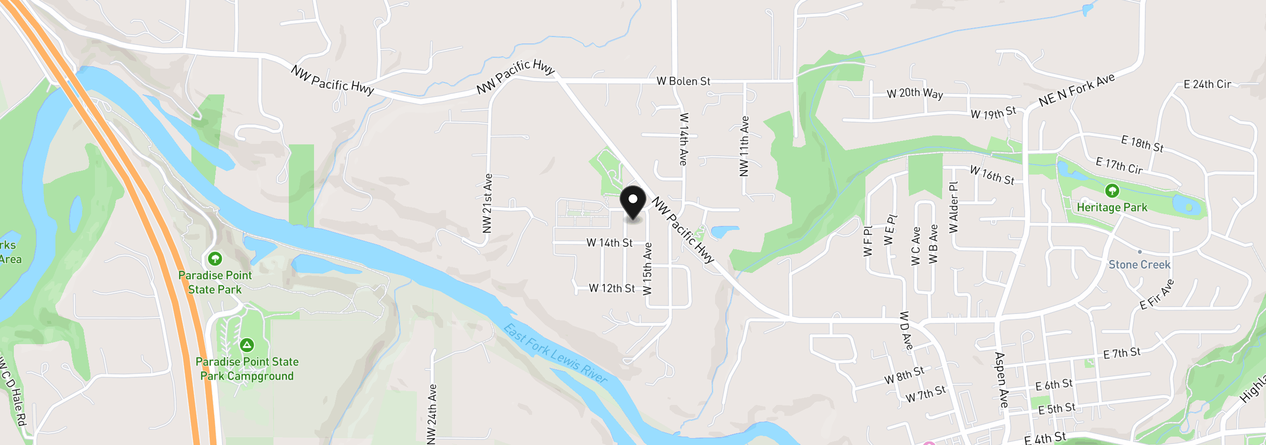 Map showing the location of 1419 W 16th Cir, La Center, Wa 98629