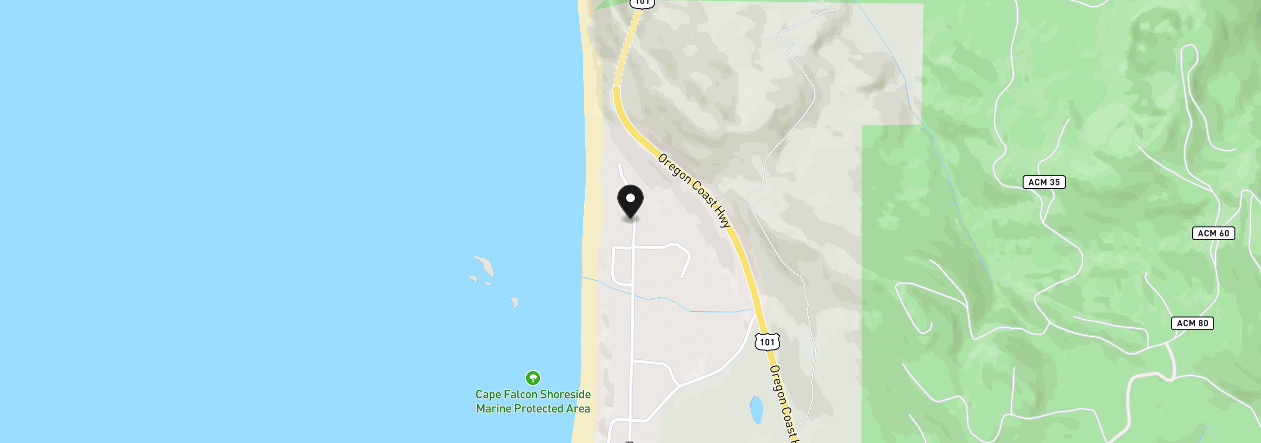 Map showing the location of Ray Brown Rd, Cove Beach, OR 97102