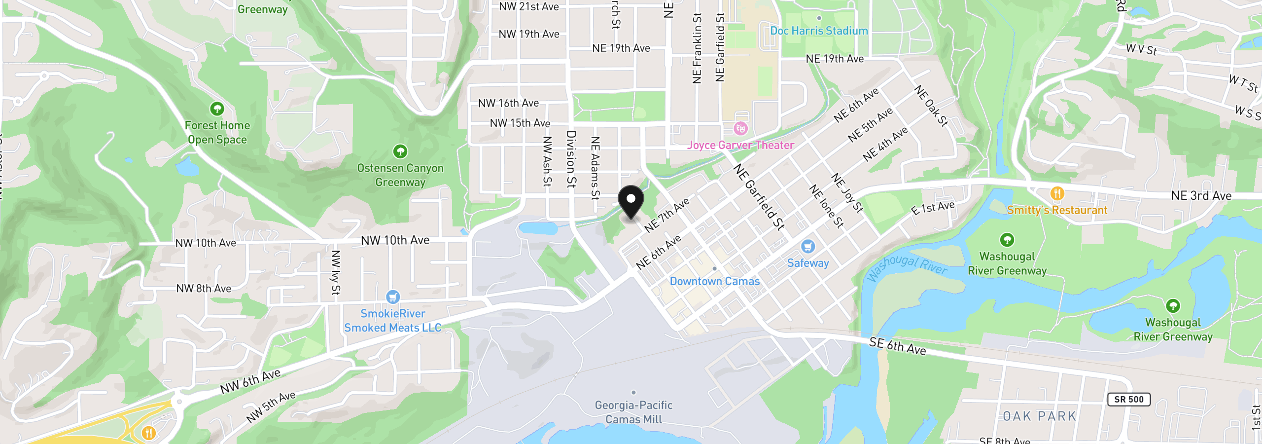 Map showing the location of 727 NE Birch St, Camas, Wa 98607