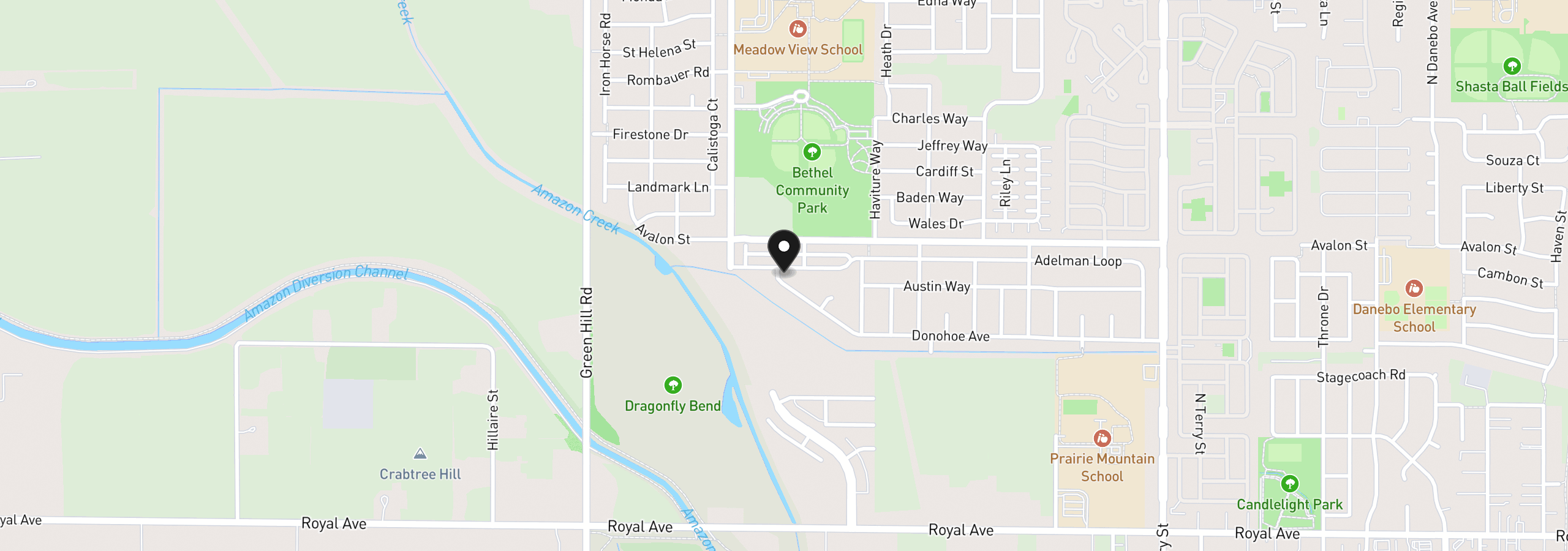 Map showing the location of 1942 Adelman Loop, Eugene, OR 97402
