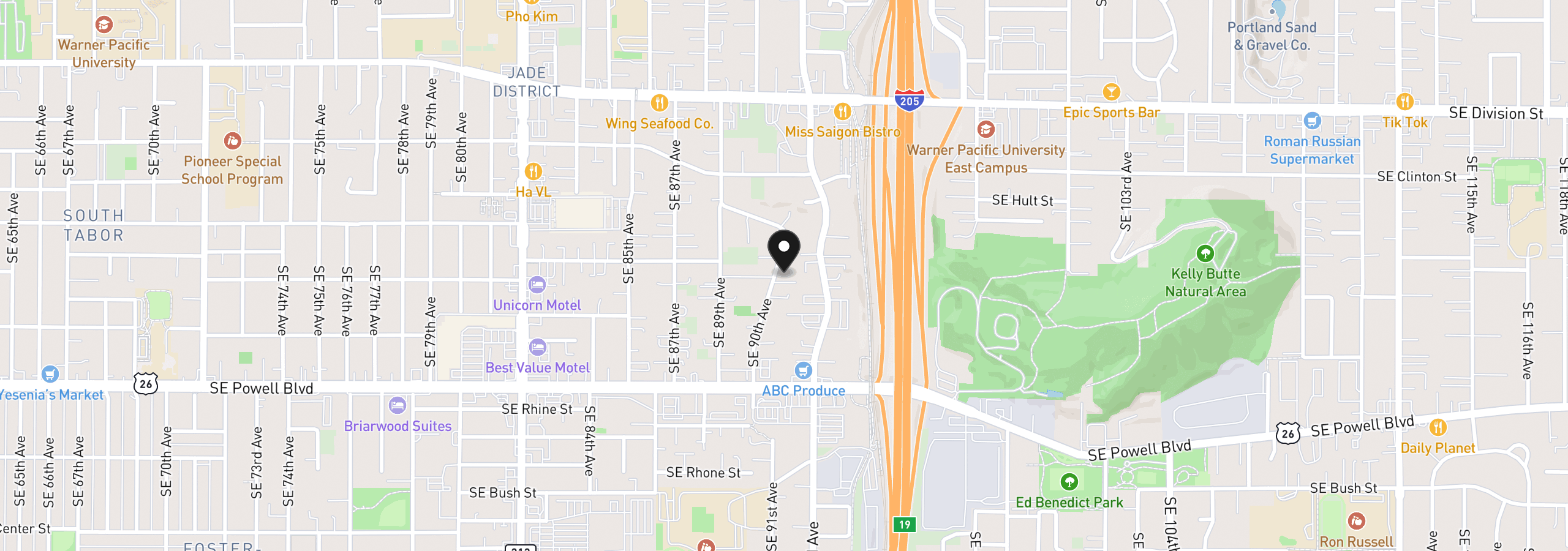 Map showing the location of 3020 SE 90th Pl, Portland, OR 97266