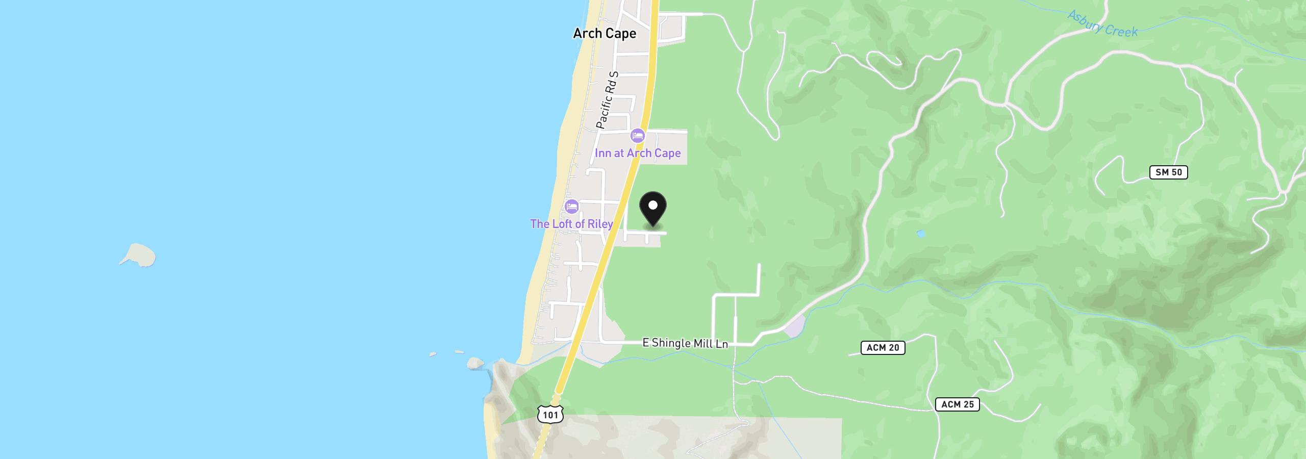 Map showing the location of Oceanview Ln 5 & 6, Arch Cape, OR 97102