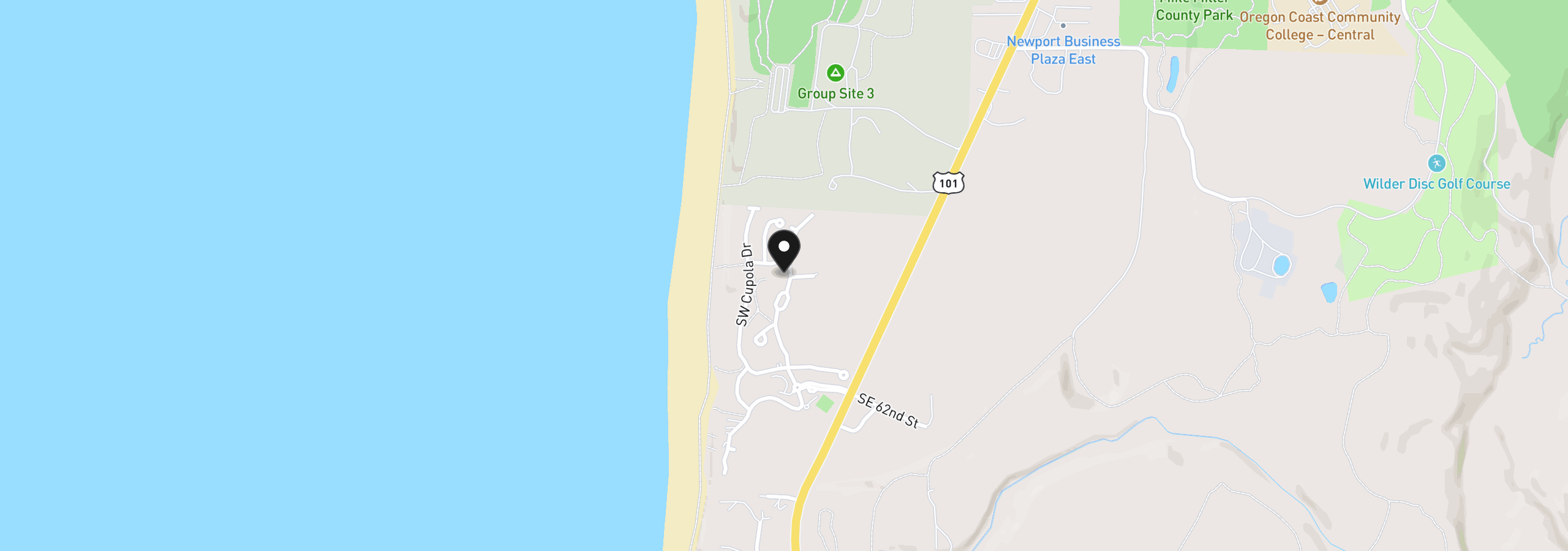 Map showing the location of 5820 SW Arbor Dr, South Beach, OR 97366