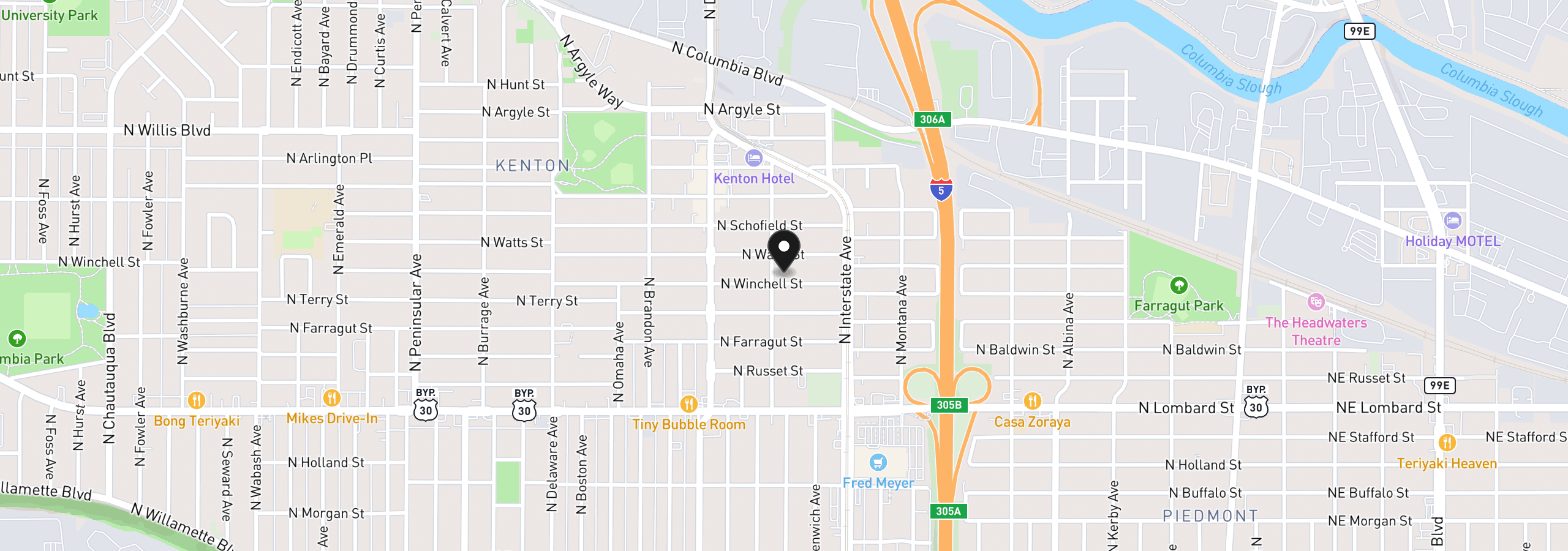 Map showing the location of 1727 N Winchell St, Portland, OR 97217