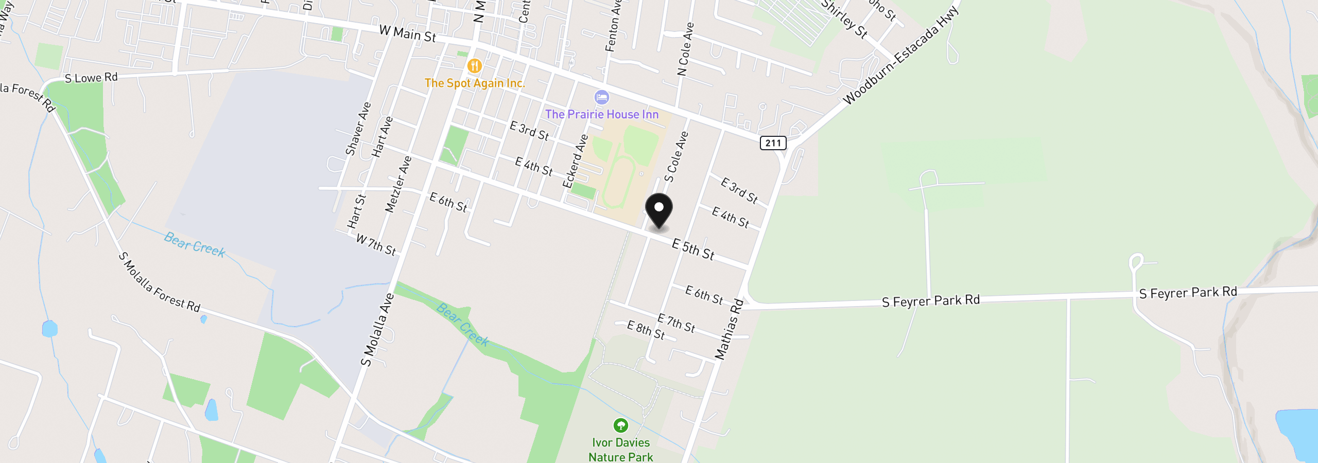 Map showing the location of 703 E 5th St, Molalla, OR 97038