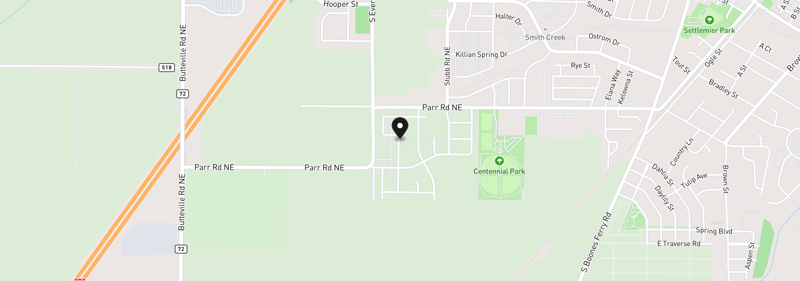 Map showing the location of 1106 Cardinal St Hs76, Woodburn, OR 97071