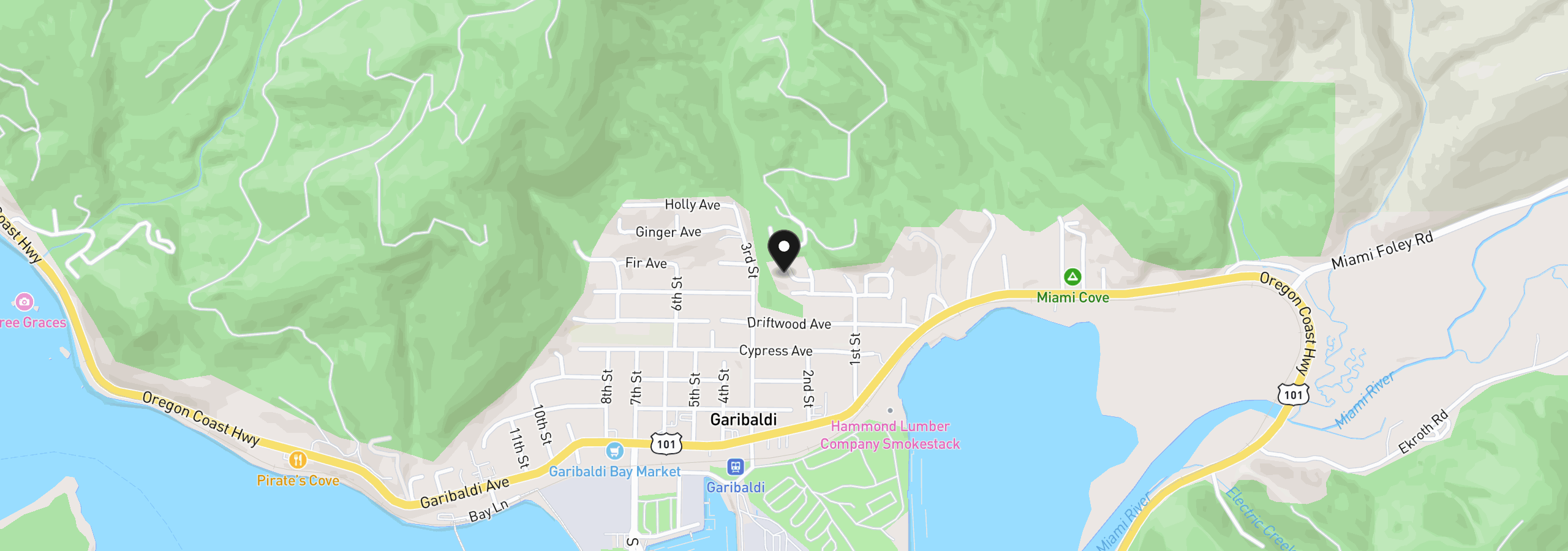 Map showing the location of 609 Vine Maple Ln, Garibaldi, OR 97118