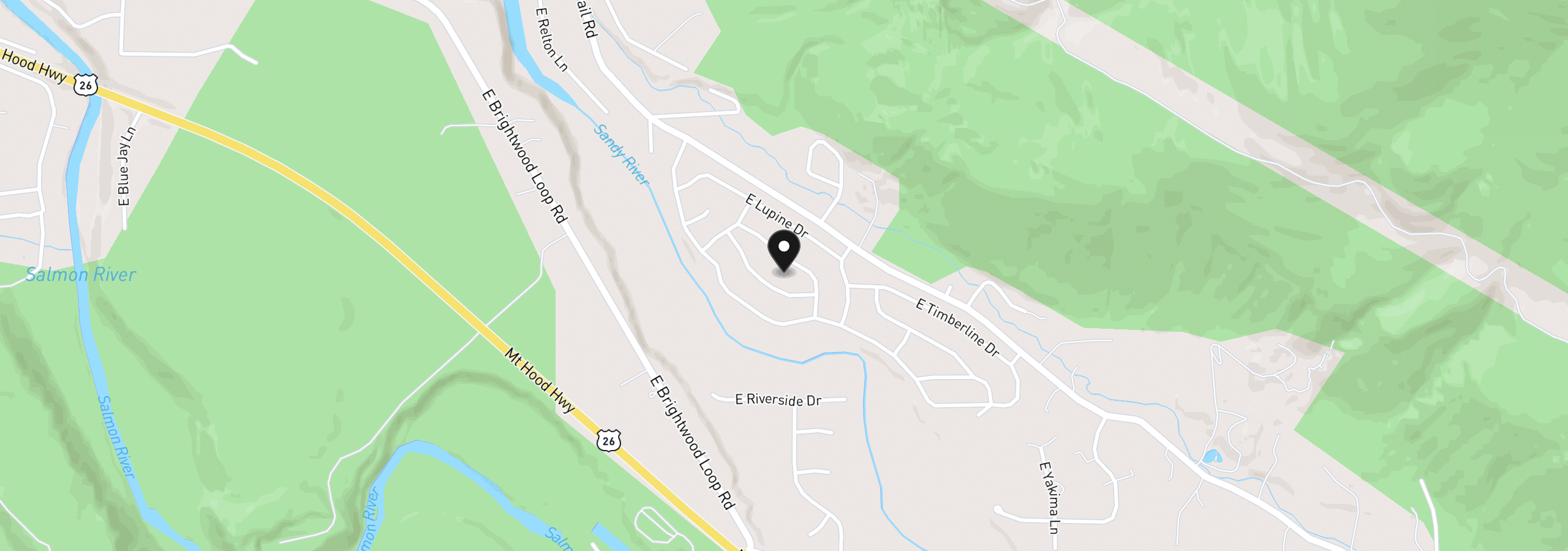 Map showing the location of 64890 E Mountain Meadow Ln, Rhododendron, OR 97049