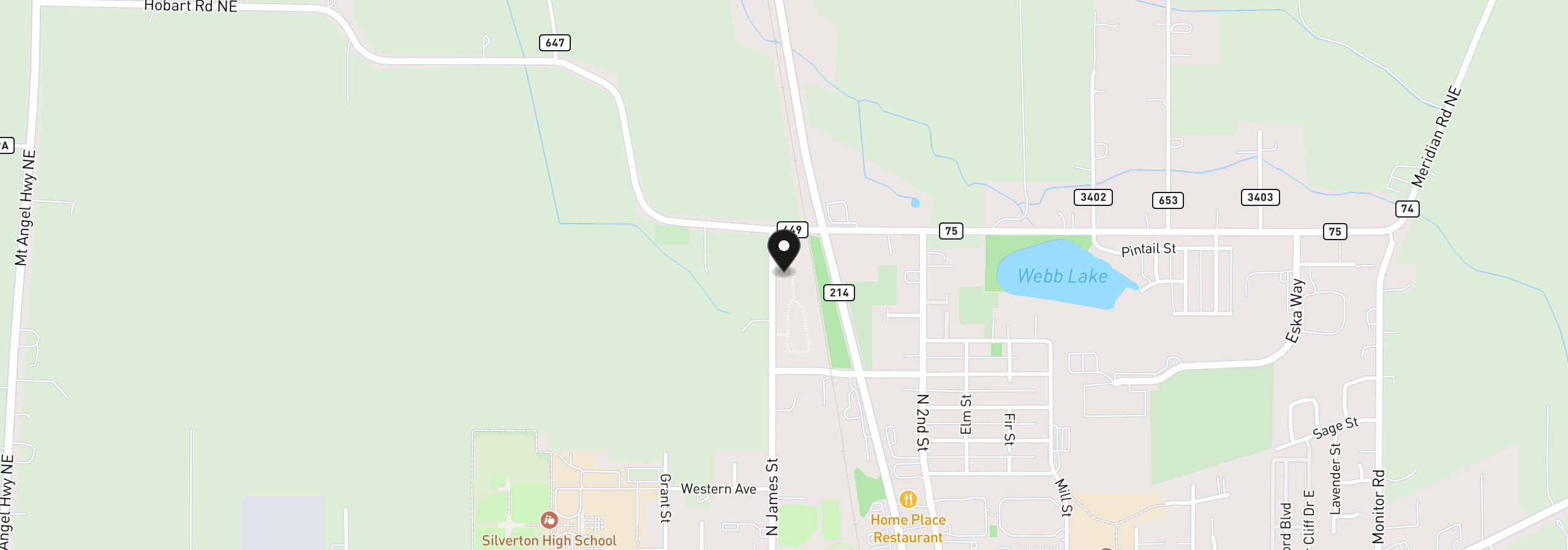 Map showing the location of 702 Tigerlily St, Silverton, OR 97381