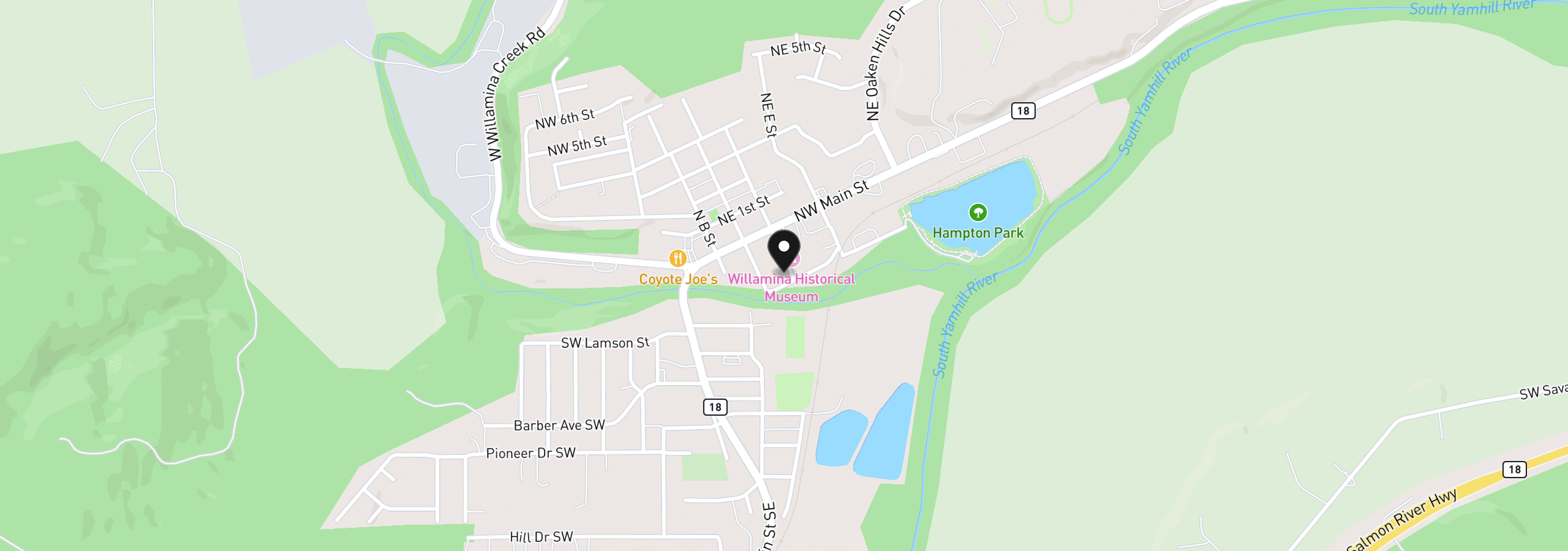 Map showing the location of 141 NE D St, Willamina, OR 97396