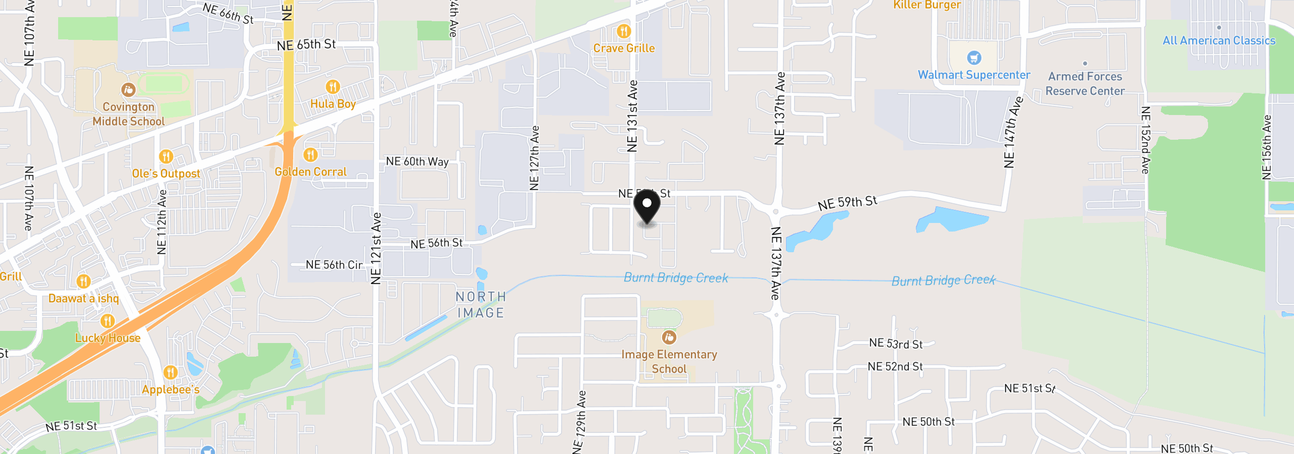 Map showing the location of 13217 NE 59th St 89, Vancouver, Wa 98682